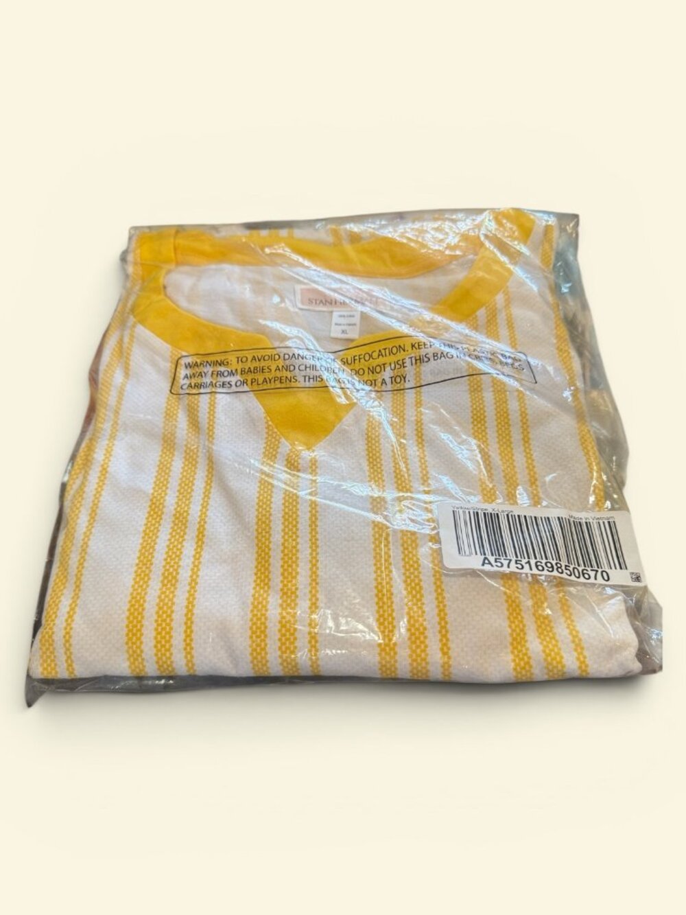 Stan Herman "The Hamptons" Regular V-Neck Caftan (Yellow Stripe) - NEW